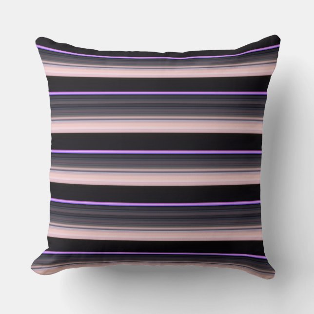 Coussin Belles rayures gris noir vintage (Recto)