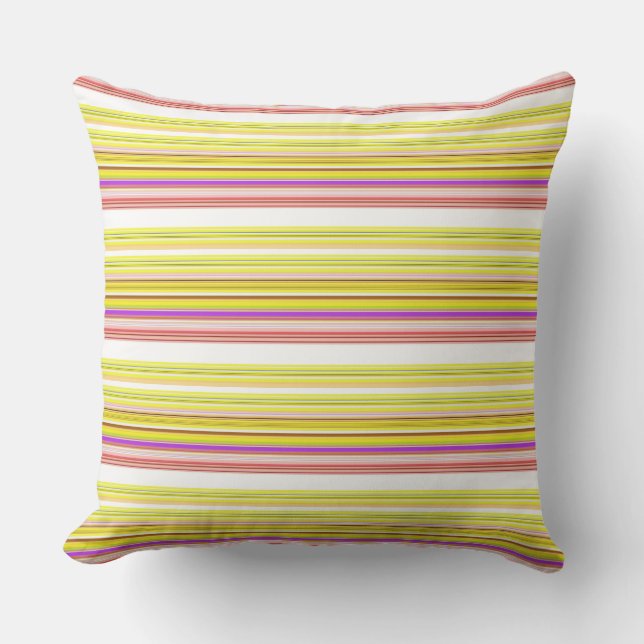 Coussin Belles rayures jaunes blanches (Recto)