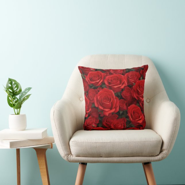 Coussin Belles Roses Rouges (Chaise)