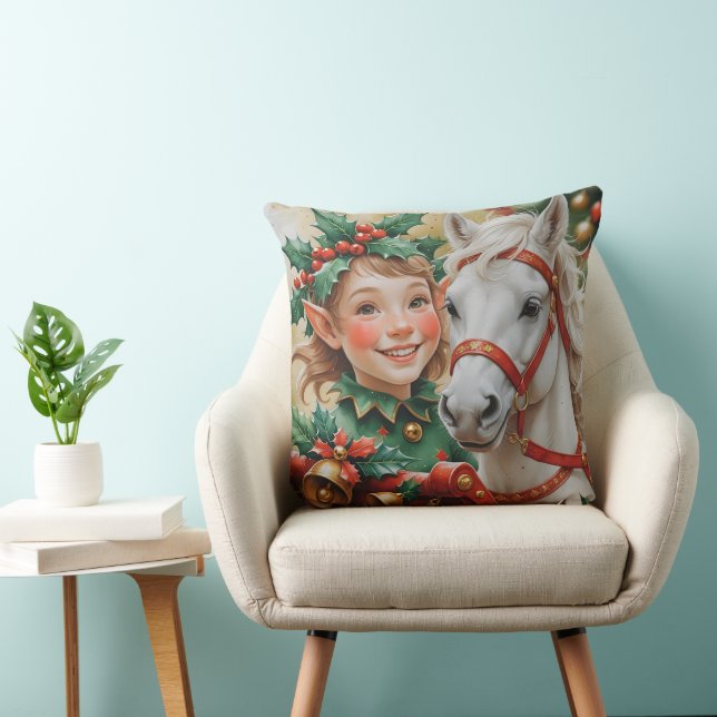 Coussin Bells Holly et Horse Christmas Elf (Chaise)