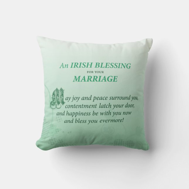 Coussin Bénédiction de félicitations de mariage irlandais (Recto)