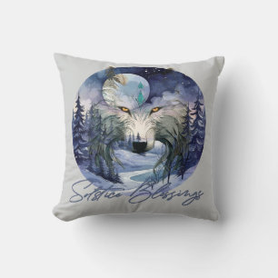 Coussin Bénédiction solstice Wolf d'hiver Moonlight Woods