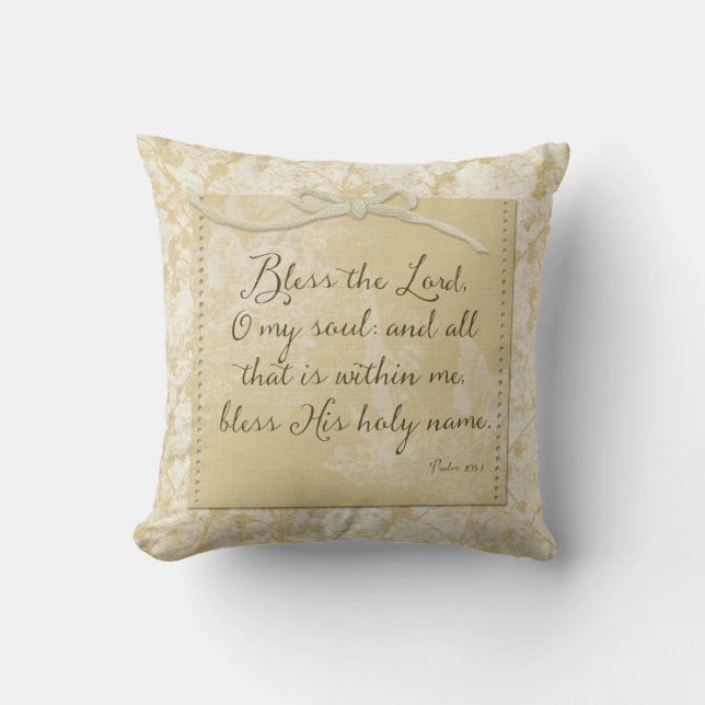 Coussin Bénis le Seigneur ô mon âme (Recto)