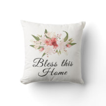 Bénissez cette maison, motif floral aquarelle