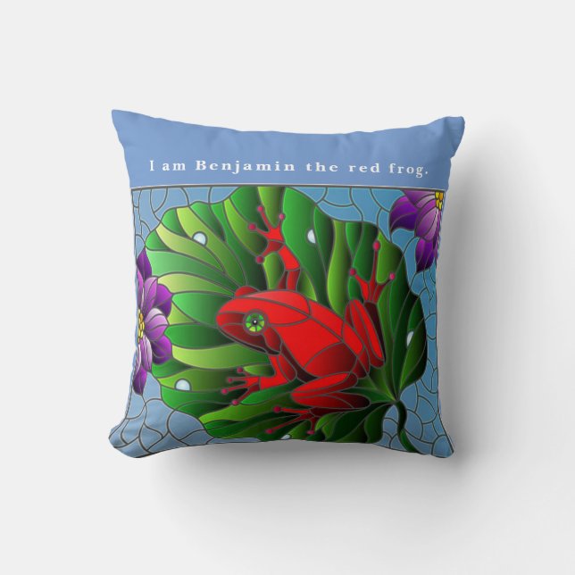 Coussin Benjamin Fleur d'étang grenouille verte Feuille de (Recto)