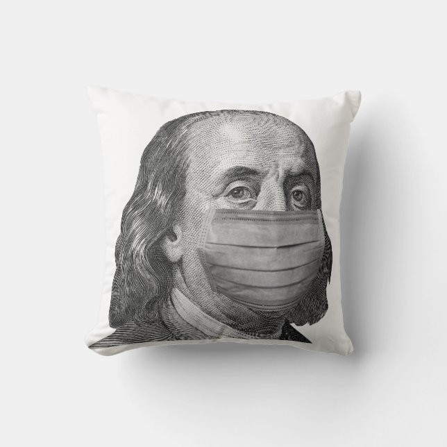 Coussin Benjamin Franklin en masque (Recto)