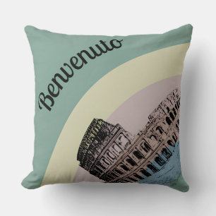 Coussin Benvenuto Rome Colosseum Art Rétro Jeu d'Oreiller