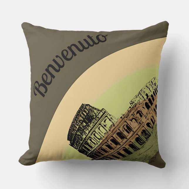 Coussin Benvenuto Rome Colosseum Art Rétro Jeu d'Oreiller (Recto)