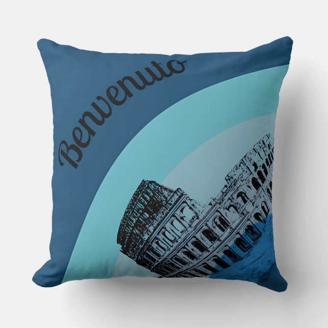 Coussin Benvenuto Rome Colosseum Art Rétro Jeu d'Oreiller (Recto)