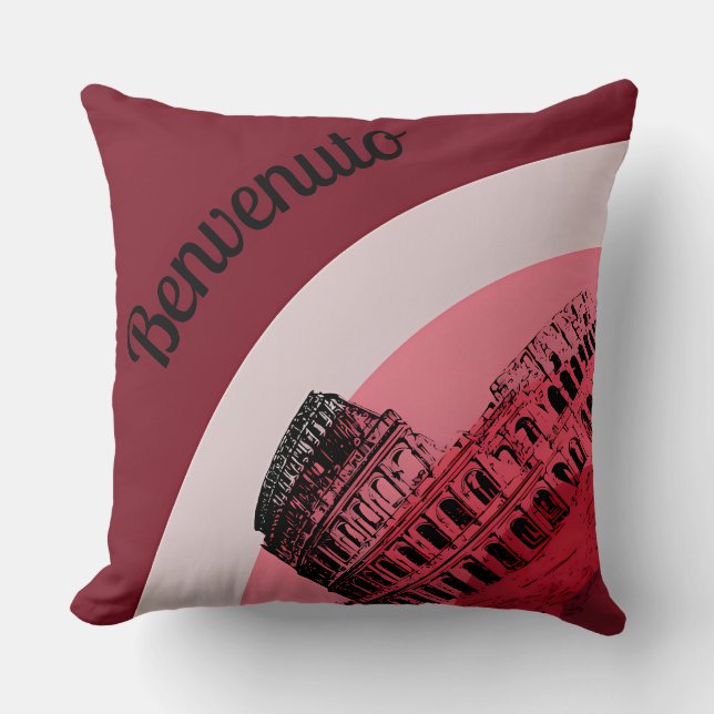Coussin Benvenuto Rome Colosseum Art Rétro Jeu d'Oreiller (Recto)