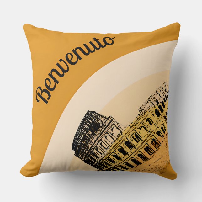 Coussin Benvenuto Rome Colosseum Art Rétro Jeu d'Oreiller (Recto)