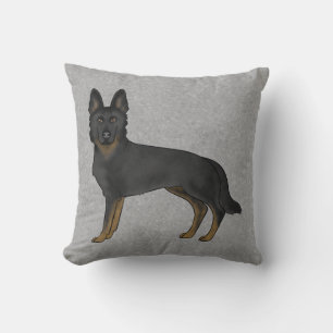 Coussin Berger Allemand Bi-Noir Mignon Chien de Dessin Ani