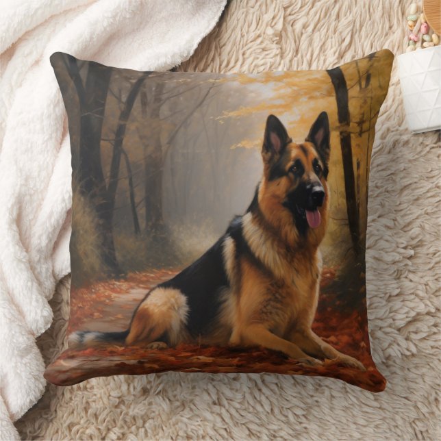 Coussin Berger allemand en automne Feuilles automne Inspir (Couverture)
