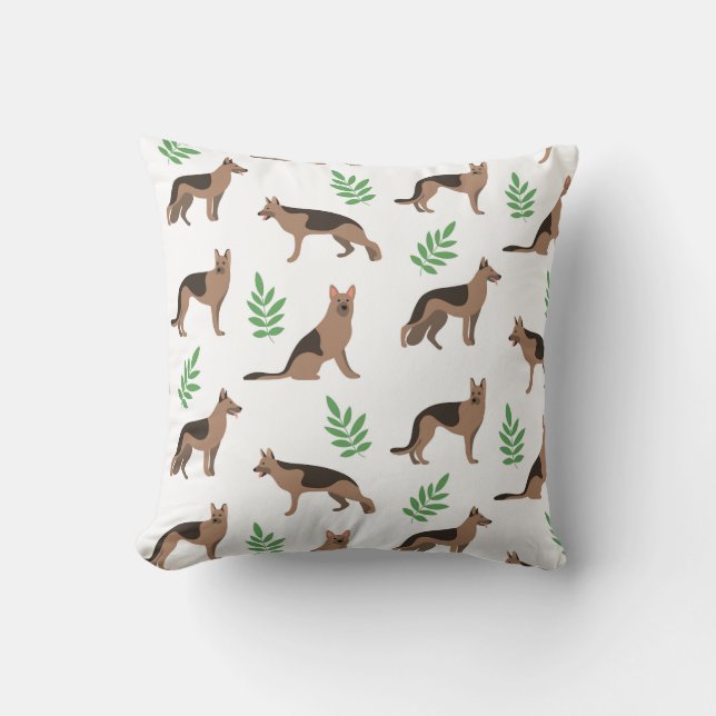 Coussin Berger allemand et Motif de verdure (Recto)