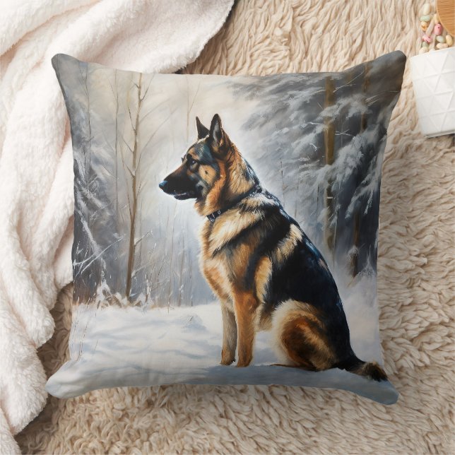 Coussin Berger Allemand Laisser Neige Noël (Couverture)