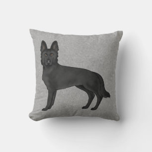 Coussin Berger Allemand Noir adorable Cartoon Chien Gris