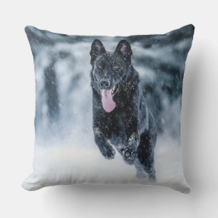 Coussin Berger allemand noir dans la couverture de duvet d
