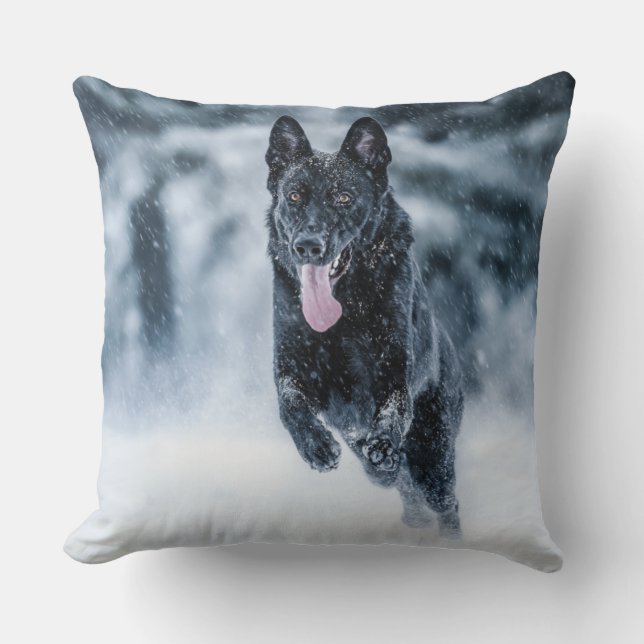 Coussin Berger allemand noir dans la couverture de duvet d (Recto)