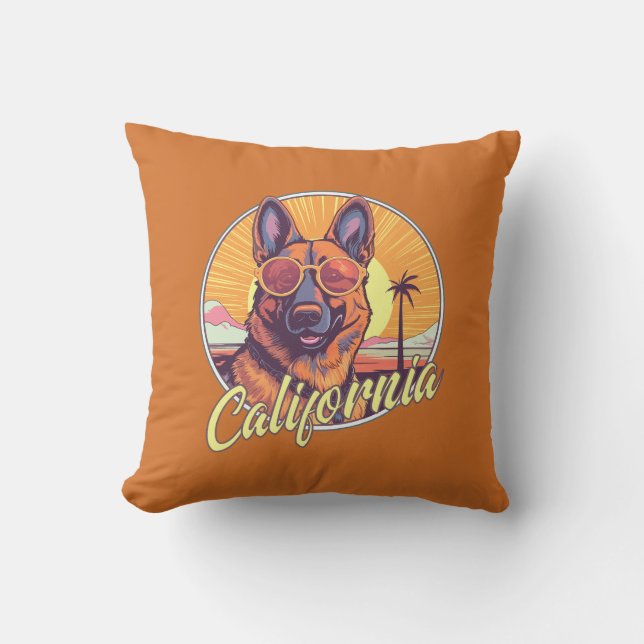 Coussin Berger Allemand sur la Plage (Recto)
