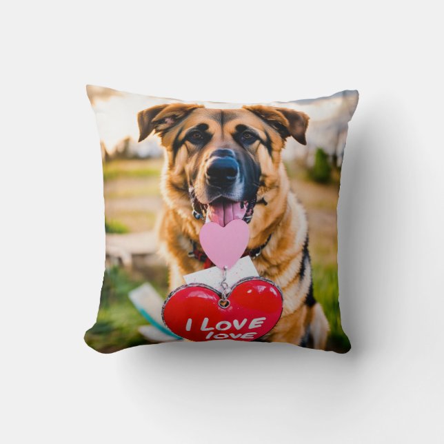 Coussin Berger allemand tenant une photo (Recto)