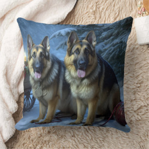 Coussin Berger Allemand Traîneau de Neige Décoration de No