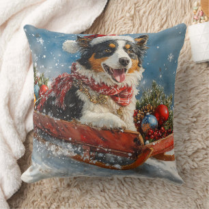 Coussin Berger Australien en Traîneau Noël
