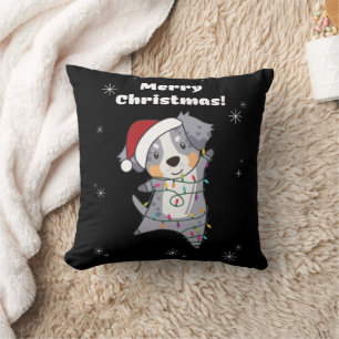 Coussin Berger australien Joyeux Noël hiver