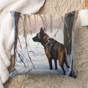 Coussin Berger belge Malinois laisse tomber la neige de No