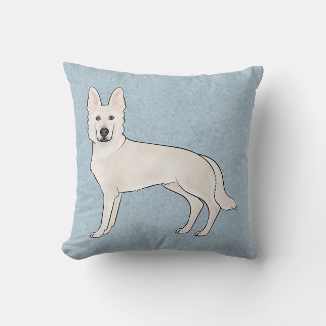Coussin Berger blanc blanc blanc GSD Cartoon Chien bleu (Recto)