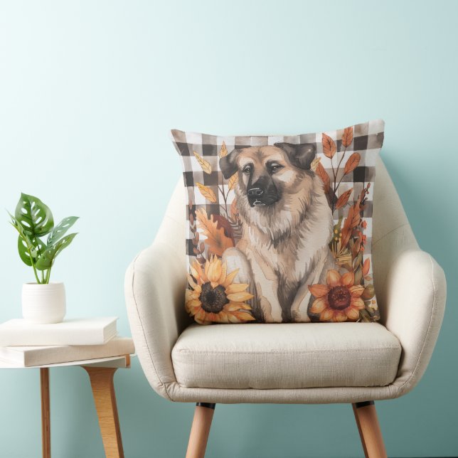 Coussin Berger d'Anatolie Automne Aquarelle Fleurs (Chaise)