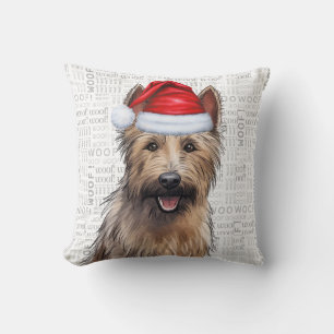 Coussin Berger Picard Aquarelle Chien Noël