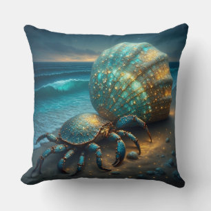 Coussin Bernard l'ermite avec coquille de mer scintillante
