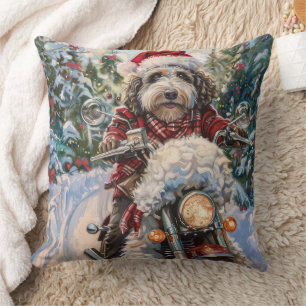 Coussin Bernedoodle Chien équitation Moto Noël