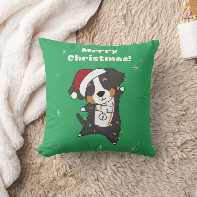 Coussin Bernese Joyeux Noël Joyeux Chiens de Noël Jetez (Couverture)