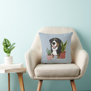 Coussin Bernese Mountain Dog bleu clair