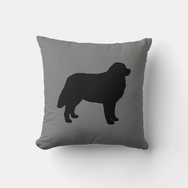 Coussin Bernese Mountain Dog Silhouette Gris et Noir (Recto)