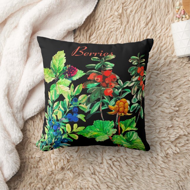 Coussin Berries, bleuets, myrtilles, fraises (Couverture)