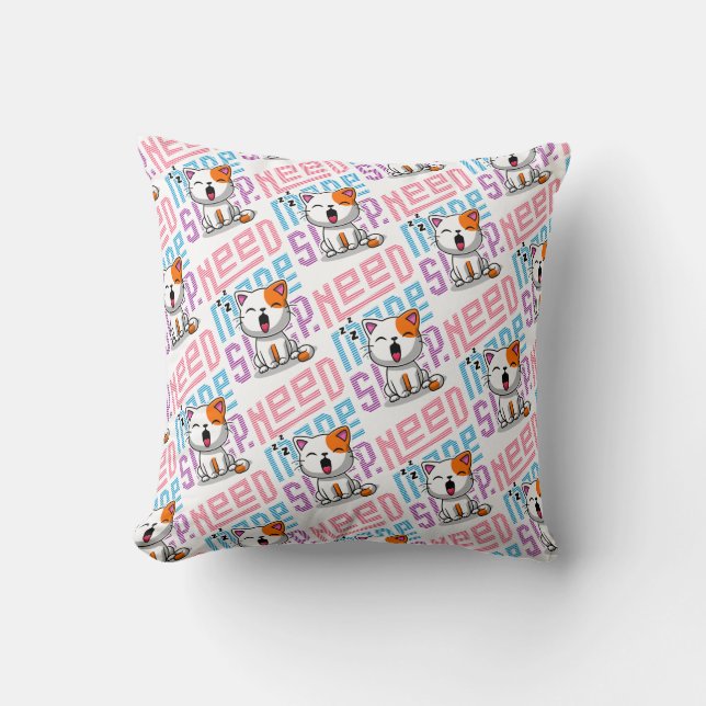 Coussin Besoin de plus de sommeil | Funny Cat expression d (Recto)