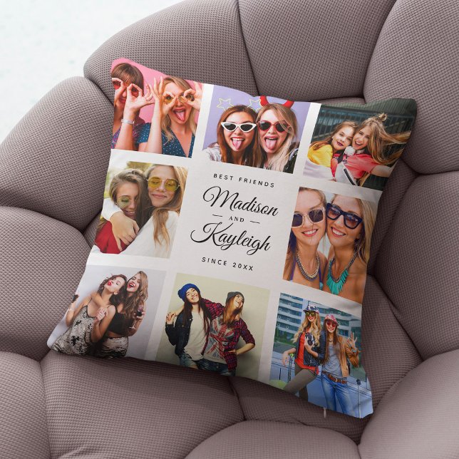 Coussin BEST AMIS Modern Chic Instagram Photo Collage (Créateur téléchargé)