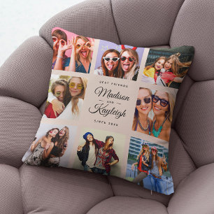 Coussin BEST AMIS Modern Script Instagram Photo Collage