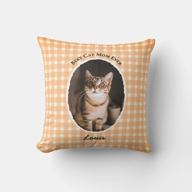 Coussin Best Cat Mom Ever Custom Funny Cute 2 Pet Photos (Recto)