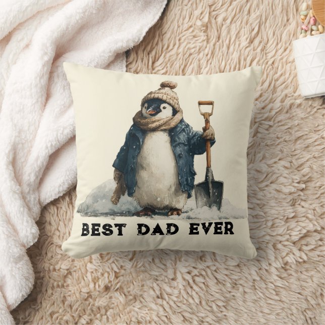 Coussin Best Dad Ever Winter Penguin Design (Couverture)