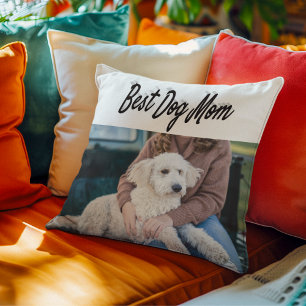 Coussin Best Dog Mom Photo Texte noir