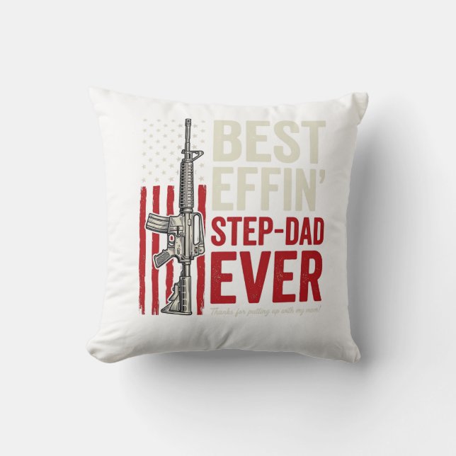 Coussin Best Effin Step-Dad Ever Patriotic Vintage Vector_ (Recto)