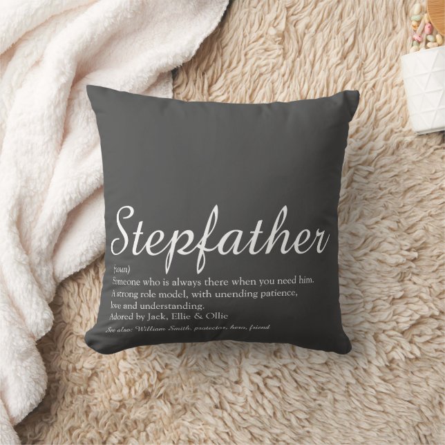 Coussin Best Ever Stepfather, Stepdad Definition Fun Gray (Couverture)