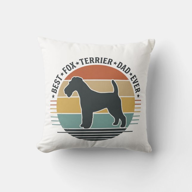 Coussin Best Fox Terrier Dad Ever Vintage Dog Shirt_1 (Recto)