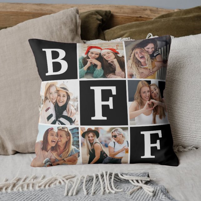 Coussin Best Friend BFF Photo Collage Friendship Gift  (Créateur téléchargé)