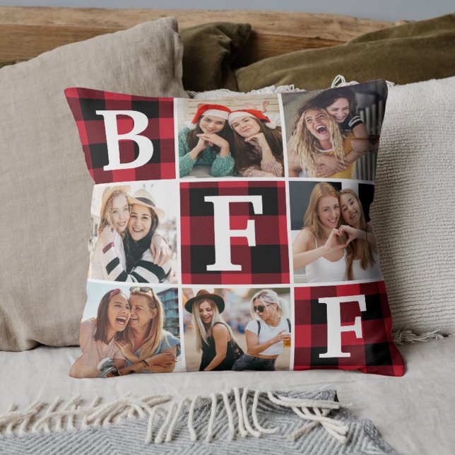 Coussin Best Friend BFF Photo Collage Friendship Gift  (Créateur téléchargé)