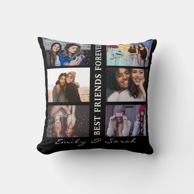 Coussin Best Friend Forever Custom 6 Collage photo et nom (Recto)