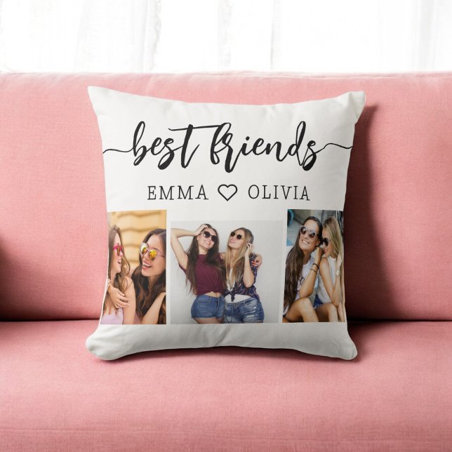 Coussin Best Friends Besties 3 Photo Collage Keepsaké (Créateur téléchargé)
